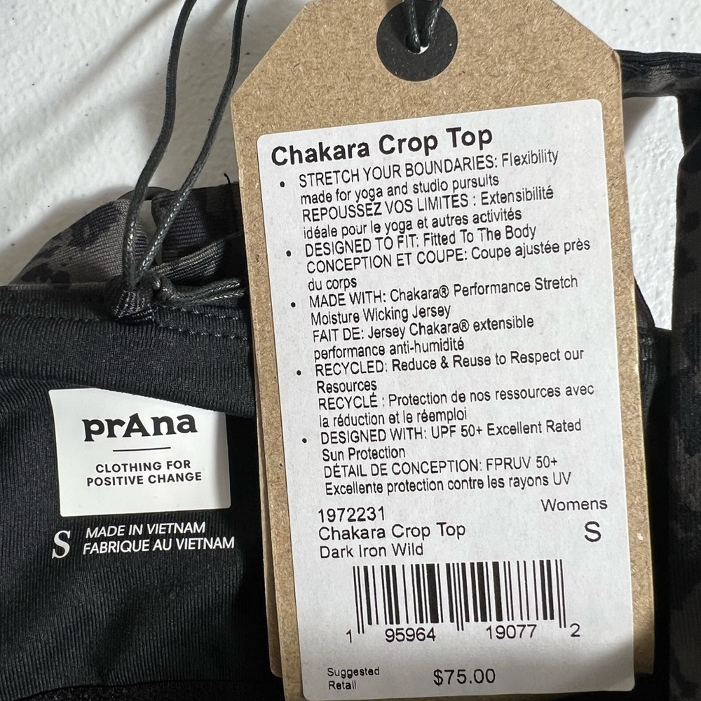 New prAna Chakara Crop Top S gym yoga Pilates workout hiking outdoor UPF50 - Picture 9 of 9
